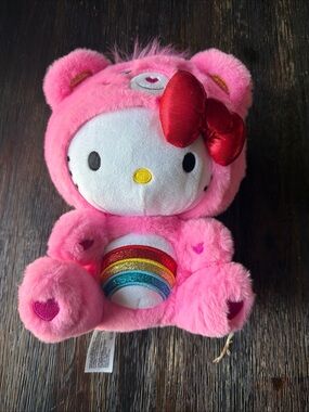 Care Bears Pink Plush Hello Kitty with Rainbow Belly